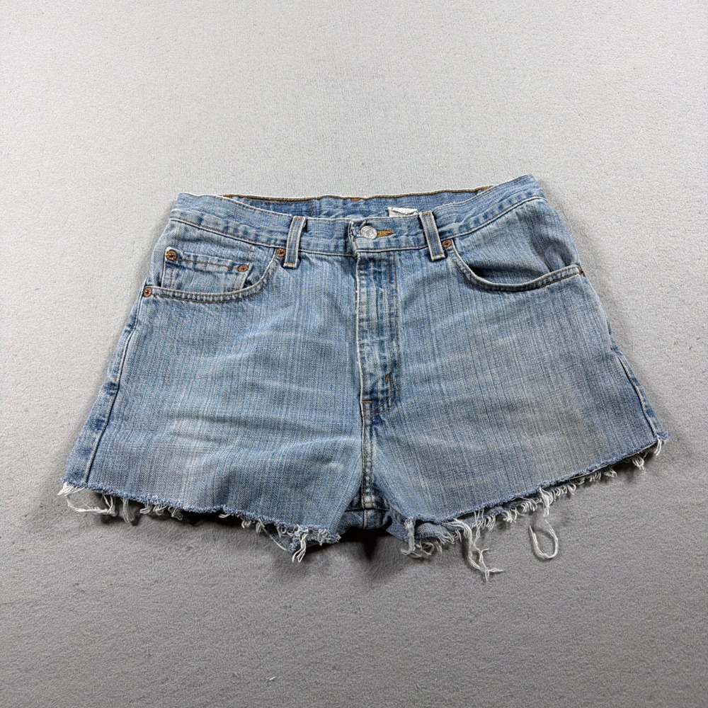 Levis 505 Cutoff Denim Shorts Women 30 Regular Fit Blue‎ Light Wash Vintage Y2K